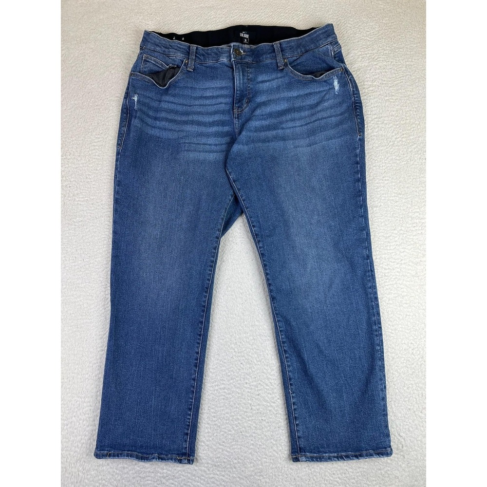 LuLaRoe Relaxed Straight Jeans Womens 36 Blue Medium Wash Mid Rise Stretch